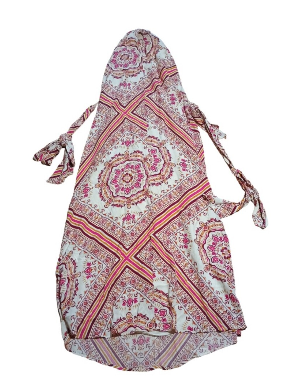 Forever 21 Pink and White High-Low Tie-Shoulder Dress